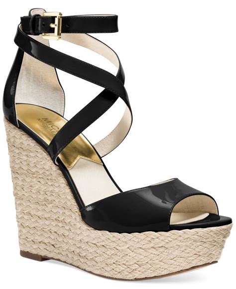 schwarze wedges michael kors|Michael Kors suede wedge sandals.